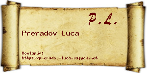 Preradov Luca névjegykártya